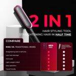 Hair Straightener Brush, TYMO Ring Hair Straightener Comb Straightening Brush for Women with 5 Temps 20s Fast Heating & Dual Voltage, Black - Image 4