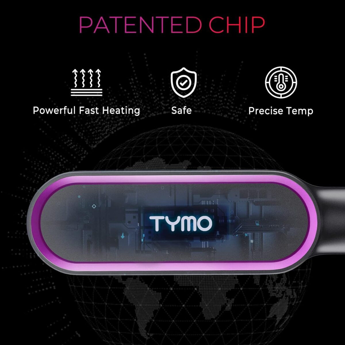 Hair Straightener Brush, TYMO Ring Hair Straightener Comb Straightening Brush for Women with 5 Temps 20s Fast Heating & Dual Voltage, Black - Image 5