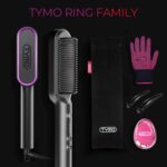 Hair Straightener Brush, TYMO Ring Hair Straightener Comb Straightening Brush for Women with 5 Temps 20s Fast Heating & Dual Voltage, Black - Image 8