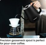 Chefman Gooseneck Electric Kettle, 0.8L Pour Over Tea Kettle for Coffee and Tea, One-Touch Operation, Boil-Dry Protection, Auto Shut-Off, Ultra-Fast Hot Water Boiler – Black - Image 3