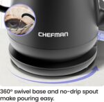 Chefman Gooseneck Electric Kettle, 0.8L Pour Over Tea Kettle for Coffee and Tea, One-Touch Operation, Boil-Dry Protection, Auto Shut-Off, Ultra-Fast Hot Water Boiler – Black - Image 7