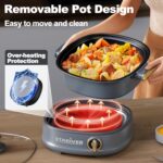 Stariver 3L Electric Hot Pot with Dual-Power Control and Non-Stick,Electric Shabu Shabu Pot with Removable Pot, Electric Pot with Tempered Glass Lid for Party, Family Dinners - Image 4