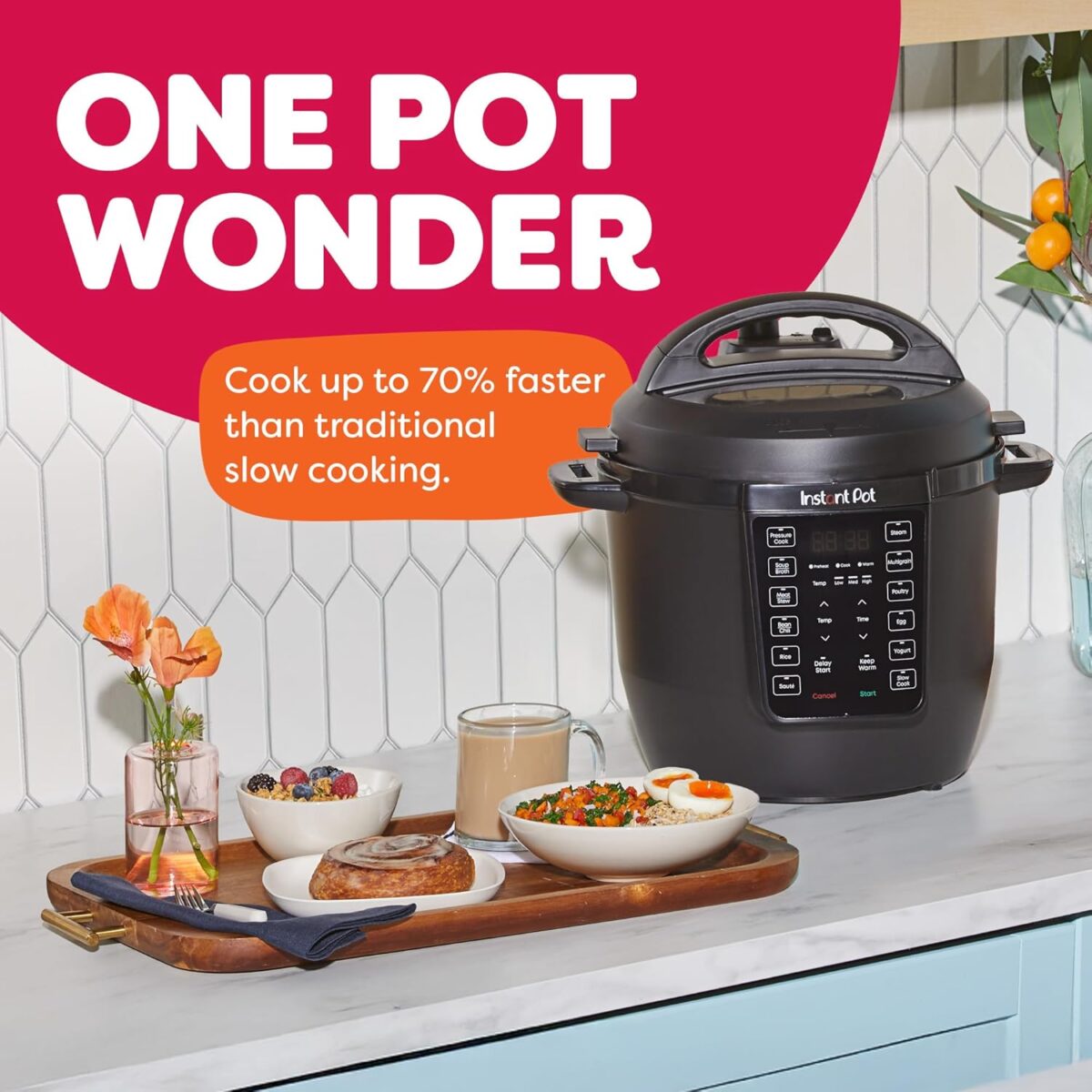 Instant Pot 6QT RIO, 7-in-1 Electric Multi-Cooker, Pressure Cooker, Slow Cook, Rice, Steamer, Sauté, Yogurt & Warmer, Black, 6 Quarts - Image 4