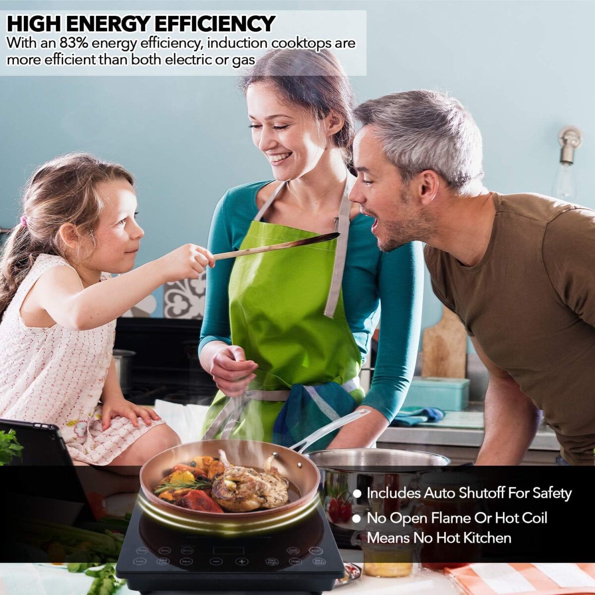 Nuwave Pro Chef Induction Cooktop, NSF-Certified, Commercial-Grade, Portable, Powerful 1800W, Large 8” Heating Coil, 94 Temp Settings 100°F - 575°F in 5°F, Shatter-Proof Ceramic Glass Surface - Image 4