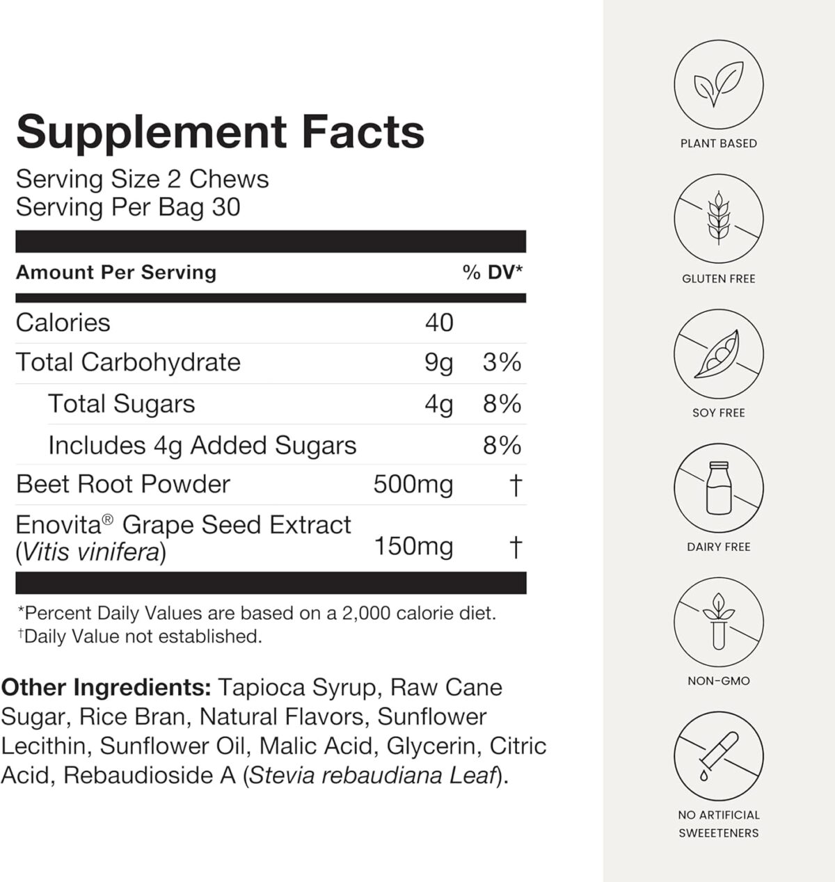 Humann SuperBeets Heart Chews, Nitric Oxide and Blood Pressure Support, Grape Seed Extract & Non-GMO Beet Root Powder Energy Supplement, Pomegranate Berry Flavor, 60 Count - Image 8