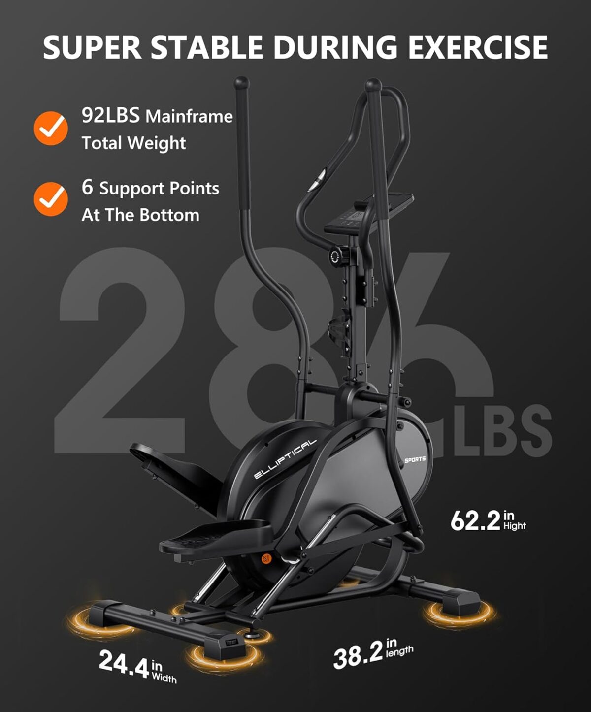THERUN Elliptical Exercise Machine, 3-in-1 Cardio Climber Stepping Elliptical Machine for Home, Stair Stepper Elliptical Training Machines w/16 Levels Resistance, Pulse Sensor, LCD Monitor - Image 3