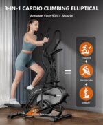 THERUN Elliptical Exercise Machine, 3-in-1 Cardio Climber Stepping Elliptical Machine for Home, Stair Stepper Elliptical Training Machines w/16 Levels Resistance, Pulse Sensor, LCD Monitor - Image 6