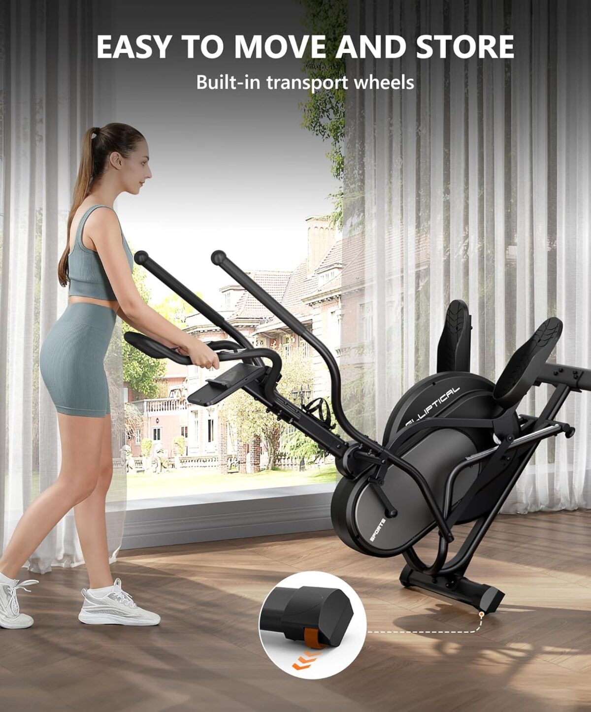 THERUN Elliptical Exercise Machine, 3-in-1 Cardio Climber Stepping Elliptical Machine for Home, Stair Stepper Elliptical Training Machines w/16 Levels Resistance, Pulse Sensor, LCD Monitor - Image 9