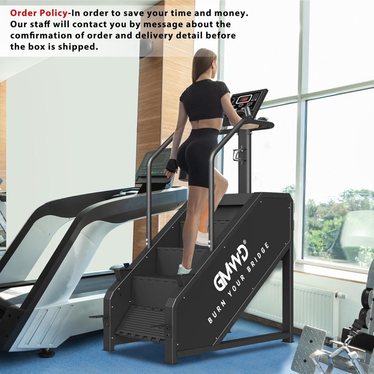 Stepper Machine, GMWD Stair Climber with LED Screen, Commercial Grade Stair Stepper Exercise Machine with 15 Resistance Levels, 441LBS, 24-164 Steps/Minute, Black - Image 9
