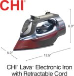 CHI Steam Iron for Clothes with 8’ Retractable Cord, 1700 Watts, 3-Way Auto Shutoff, 400+ Holes, Professional Grade, Temperature Control Dial, Lava Infused Ceramic Soleplate, Black (13113) - Image 9