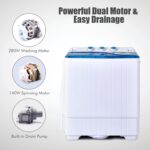 COSTWAY, Twin Tub 26lbs Capacity Laundry, 18lbs 8lbs Spinner Combo with Timer Knobs, Built-in Drain Pump, Compact Washer for Home Dorm Apartment (Blue+White) portable washing machine - Image 5