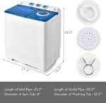 COSTWAY, Twin Tub 26lbs Capacity Laundry, 18lbs 8lbs Spinner Combo with Timer Knobs, Built-in Drain Pump, Compact Washer for Home Dorm Apartment (Blue+White) portable washing machine - Image 6