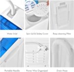 COSTWAY, Twin Tub 26lbs Capacity Laundry, 18lbs 8lbs Spinner Combo with Timer Knobs, Built-in Drain Pump, Compact Washer for Home Dorm Apartment (Blue+White) portable washing machine - Image 8