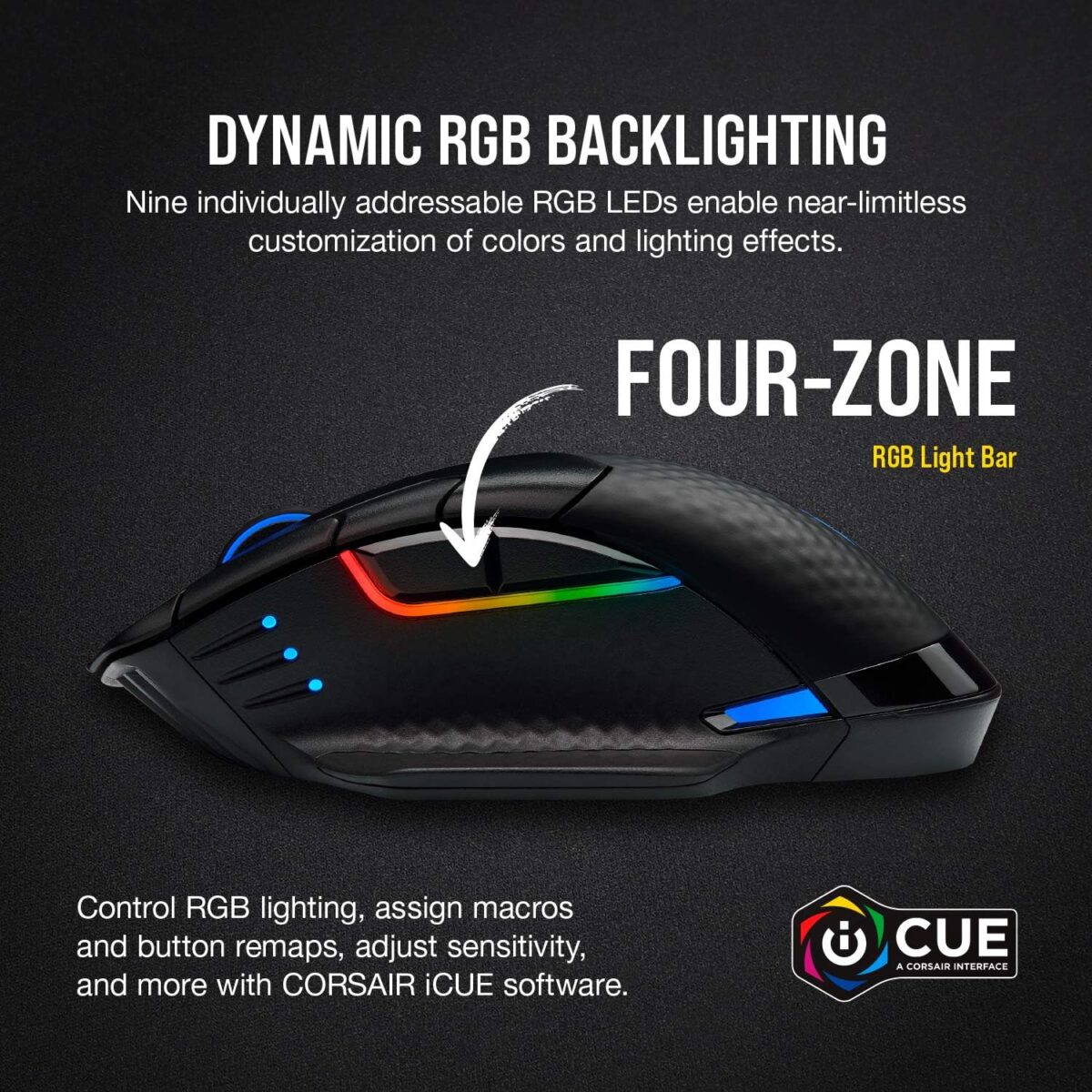 Corsair Dark Core RGB Pro SE, FPS/MOBA Gaming Mouse with SLIPSTREAM Technology, Black, Backlit RGB LED, 18000 DPI, Optical, Qi wireless charging certified - Image 8