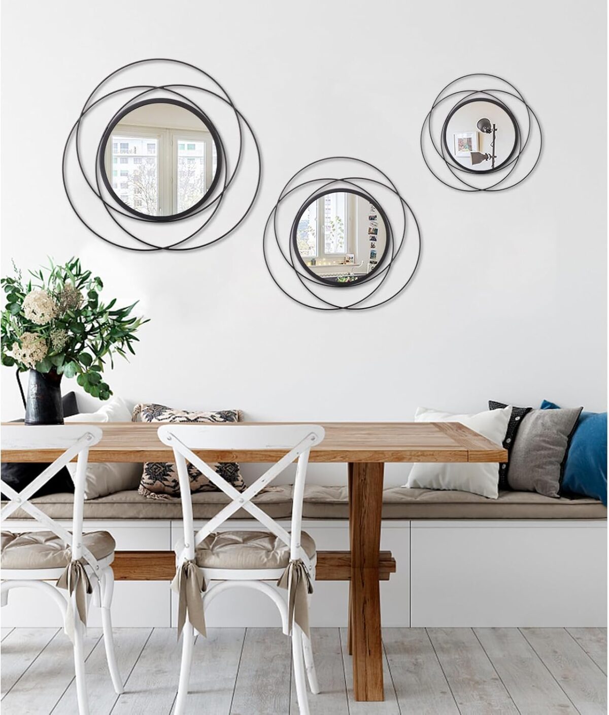 Black Circle Mirror Wall Decorative Metal Wall Mirror, Art Small Round Wall Home Mirror, Decor Living Room Bedroom Bathroom Entryway 12" - Image 7