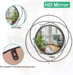 Black Circle Mirror Wall Decorative Metal Wall Mirror, Art Small Round Wall Home Mirror, Decor Living Room Bedroom Bathroom Entryway 12" - Image 8