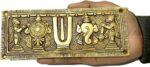 Brass Shankh Chakra Namah,Namam Showpiece Large 1 Piece (Yellow(Golden)) - Image 3