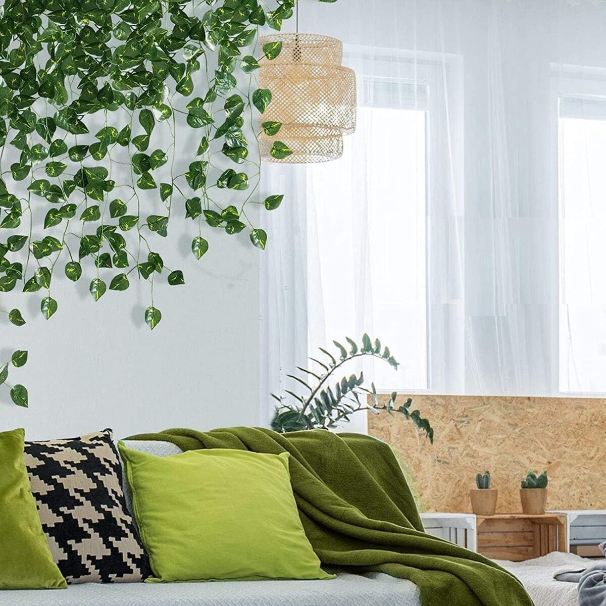 CEWOR 24 Pack 168ft Artificial Ivy Greenery Garland, Fake Vines Hanging Plants Backdrop for Room Bedroom Wall Decor, Green Leaves for Jungle Theme Party Wedding Decoration - Image 6
