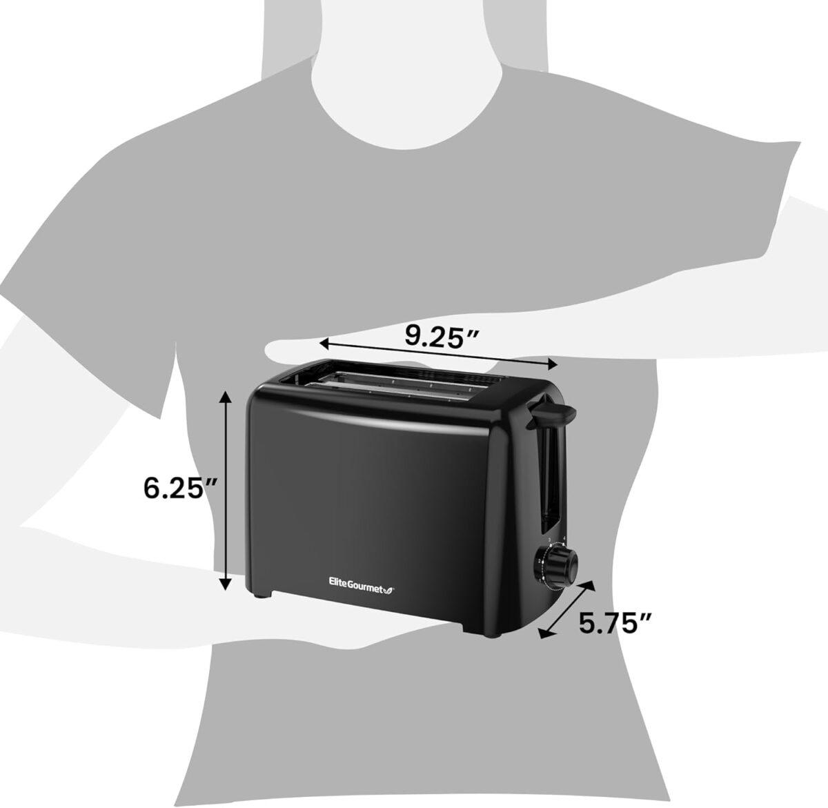 Elite Gourmet ECT1027B Cool Touch Toaster with 6 Temperature Settings & Extra Wide 1.25" Slots for Bagels, Waffles, Specialty Breads, Puff Pastry, Snacks, ETL Certified, 2 Slices, Black - Image 7