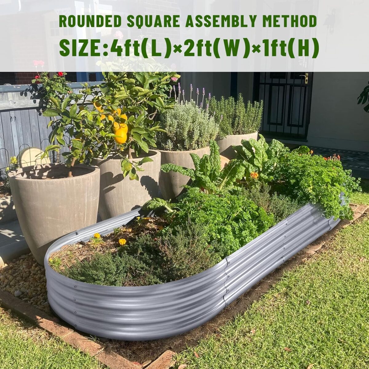 Land Guard Galvanized Raised Garden Bed Kit, Galvanized Planter Garden Boxes Outdoor, Oval Large Metal Raised Garden Beds for Vegetables………… - Image 4
