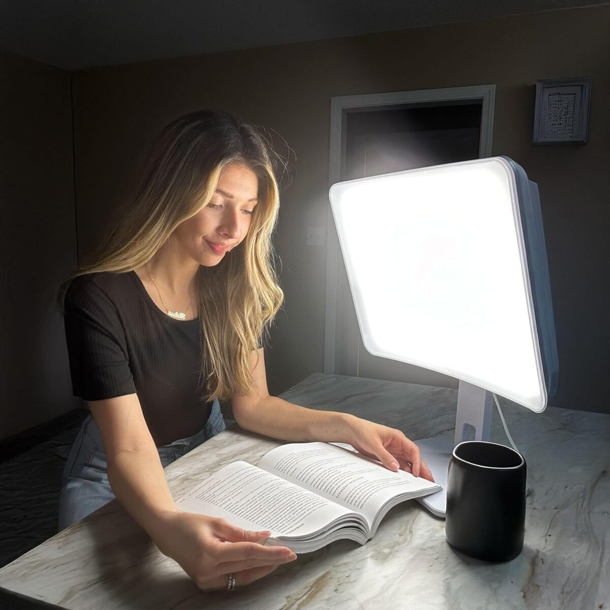 Carex Day-Light Elite Bright Sunlight Therapy Lamp, 10000 LUX Therapy Lamp at 12 Inches, LED Bright White Light with Adjustable Height and Brightness Levels for Mood, White - Image 3
