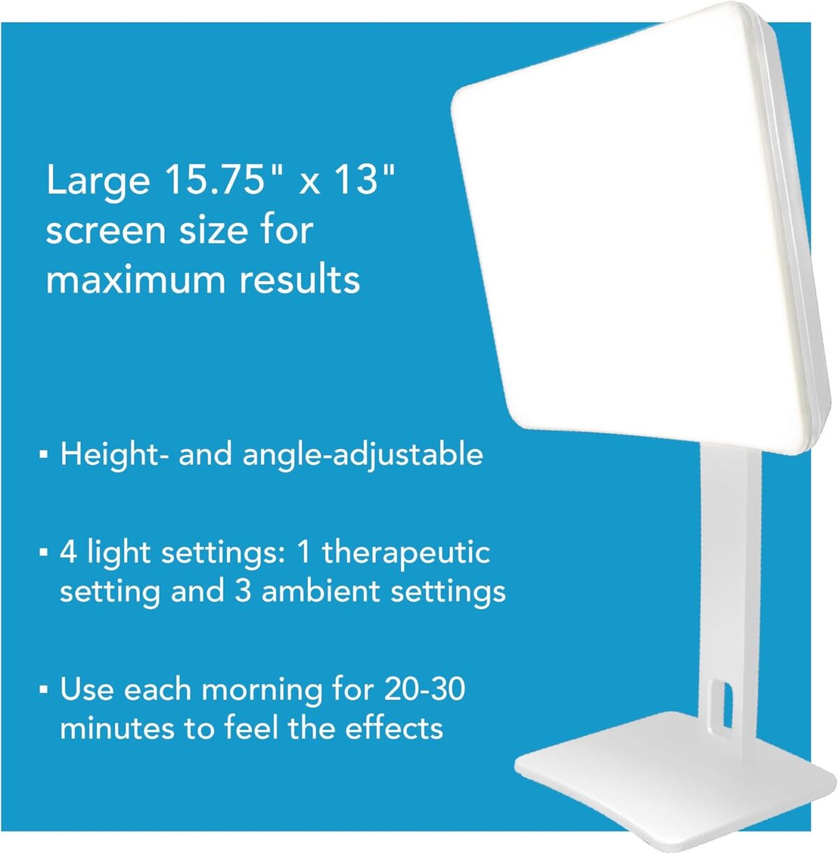 Carex Day-Light Elite Bright Sunlight Therapy Lamp, 10000 LUX Therapy Lamp at 12 Inches, LED Bright White Light with Adjustable Height and Brightness Levels for Mood, White - Image 5