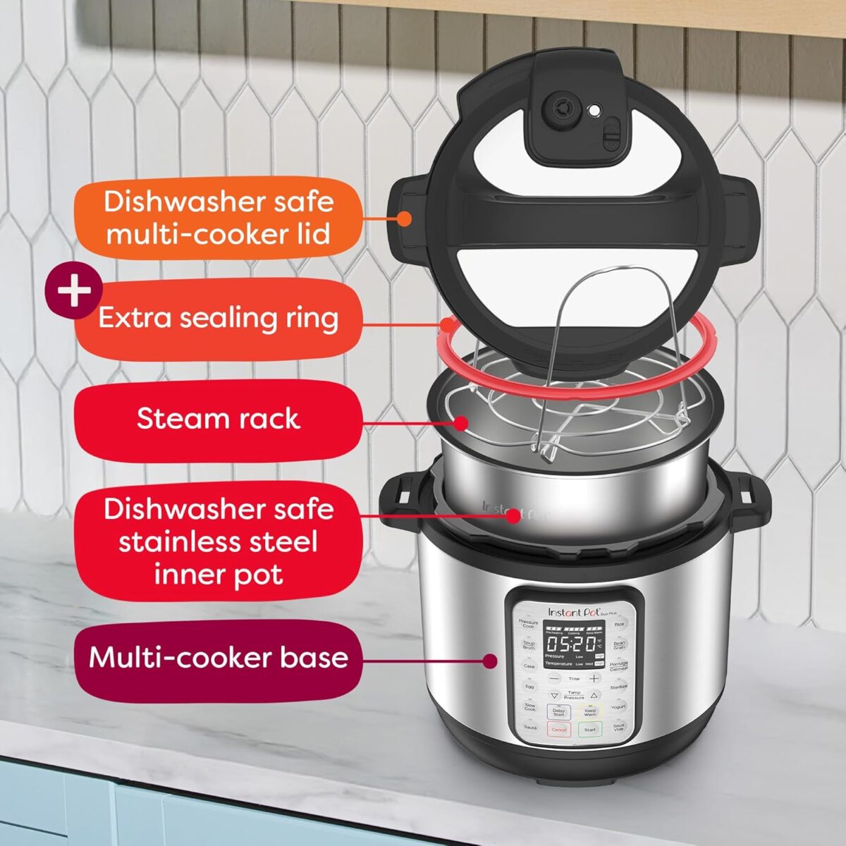 Instant Pot Duo Plus 9-in-1 Multicooker, Pressure Cooker, Slow Cook, Rice Maker, Steamer, Sauté, Yogurt, Warmer & Sterilizer, Includes App With Over 800 Recipes, Stainless Steel, 6 Quarts - Image 10