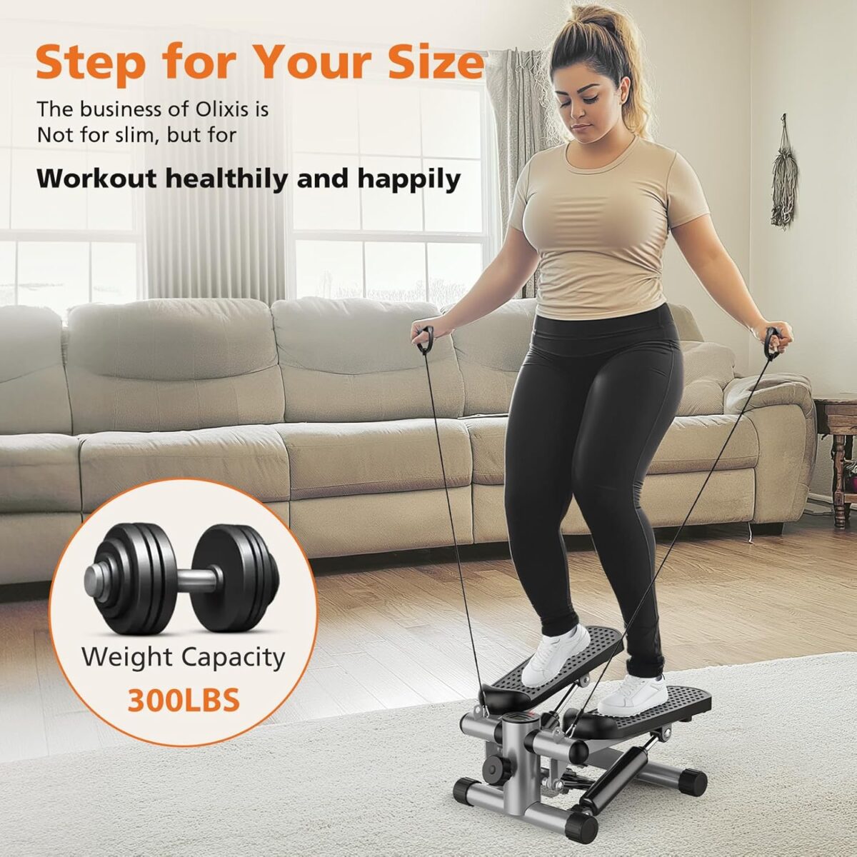 OLIXIS Steppers for Exercise at Home Workout Equipment, Mini Stepper Exercise Machine for Senior Citizens, Twist Stepper with Resistance Bands, Cardio Weight Loss Equipment Home Fitness - Image 3