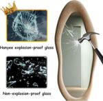 Honyee Full Length Mirror, 63" x 24" Wall Mirror, Flannel Wrapped Wooden Frame Floor Mirror, Irregular Wavy Mirror Hanging or Leaning Against Wall for Cloakroom/Bedroom/Living Room, Milk Tea - Image 7