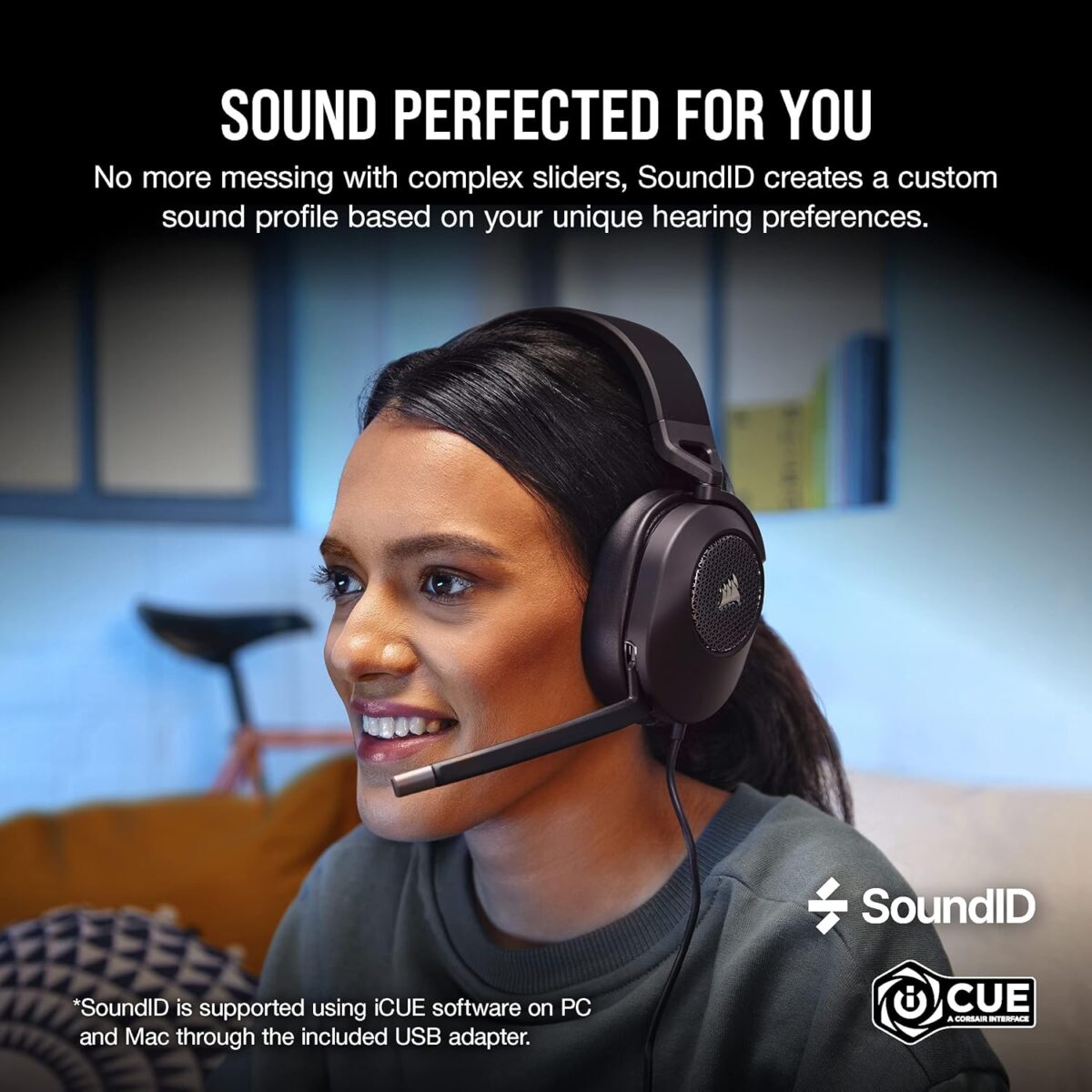 CORSAIR HS65 SURROUND Multiplatform Wired Gaming Headset – Dolby Atmos – SonarWorks SoundID – iCUE Compatible – PC, Mac, PS5, PS4, Xbox, Nintendo Switch, Mobile – Carbon - Image 3