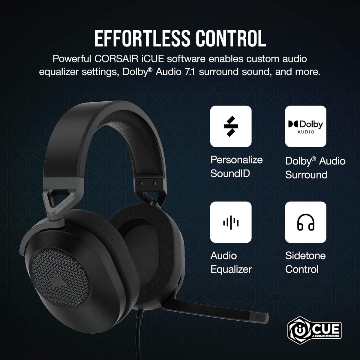 CORSAIR HS65 SURROUND Multiplatform Wired Gaming Headset – Dolby Atmos – SonarWorks SoundID – iCUE Compatible – PC, Mac, PS5, PS4, Xbox, Nintendo Switch, Mobile – Carbon - Image 8