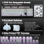 AULA F99 Pro Wireless Mechanical Keyboard with Knob,Gasket Structure,Tri-Mode BT5.0/USB-C/2.4GHz Hot Swappable Keyboard,Creamy Sound,RGB Backlit PBT Keycaps Computer Gaming Keyboards - Image 8