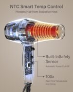 Ionic Hair Dryer with Diffuser, Blow Dryer, Professional 1875W Powerful AC Motor Hairdryer with 8.2Ft Cord for Women & Men, Fast-Drying Blow Dryer with Nozzle for Home, Salon - Image 5