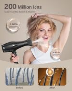 Ionic Hair Dryer with Diffuser, Blow Dryer, Professional 1875W Powerful AC Motor Hairdryer with 8.2Ft Cord for Women & Men, Fast-Drying Blow Dryer with Nozzle for Home, Salon - Image 7