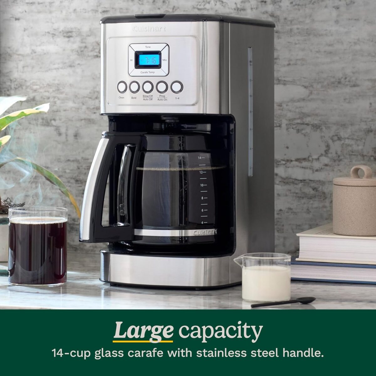 Cuisinart 14-Cup Coffee Maker, Programmable PerfecTemp Glass Carafe Coffee Machine with 1-4 Cup Setting, Brew Strength Control and Brew Pause, Stainless Steel, DCC-3200NAS - Image 5