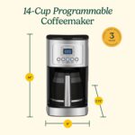 Cuisinart 14-Cup Coffee Maker, Programmable PerfecTemp Glass Carafe Coffee Machine with 1-4 Cup Setting, Brew Strength Control and Brew Pause, Stainless Steel, DCC-3200NAS - Image 7
