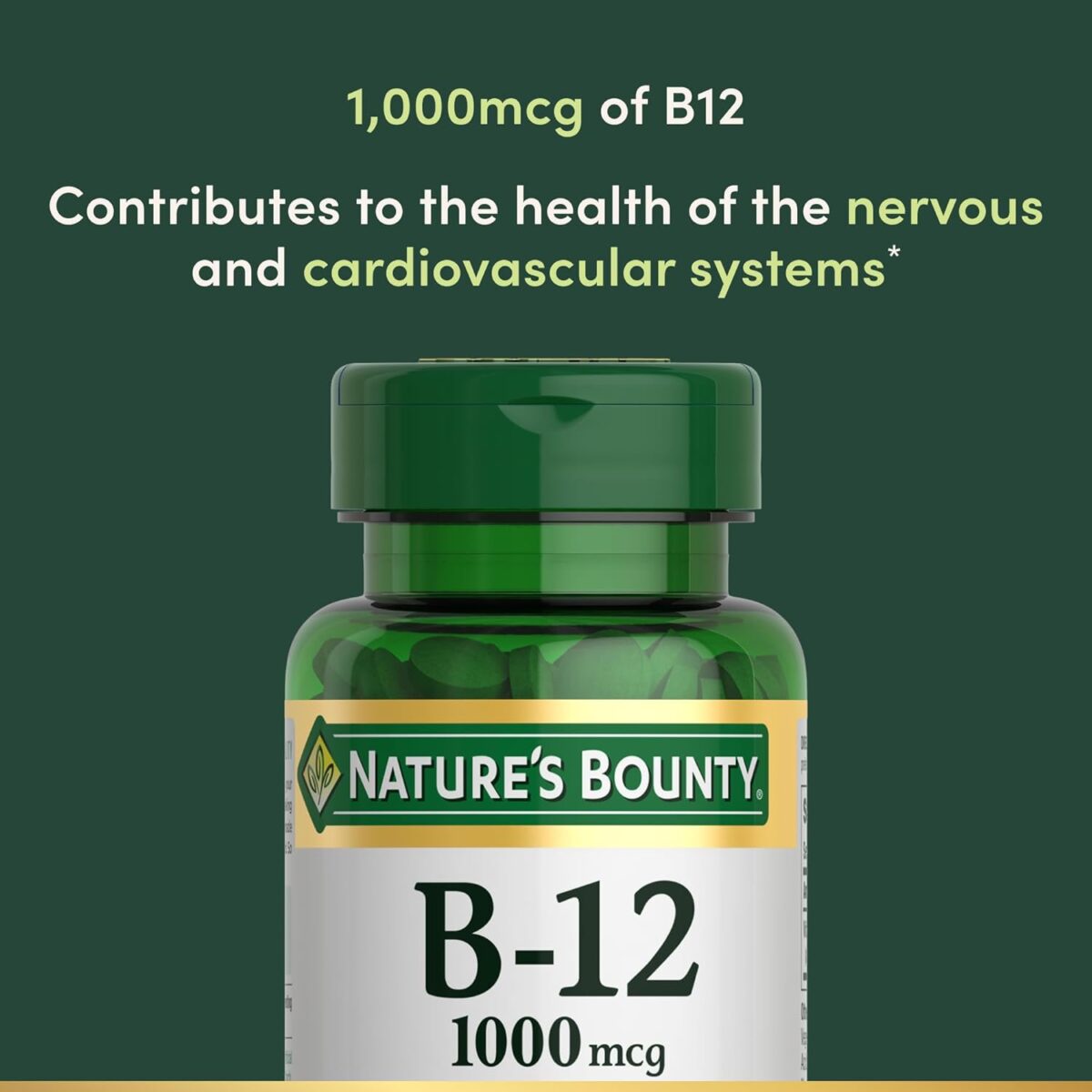 Nature's Bounty Vitamin B12 1000 mcg Supplements, Supports Energy Metabolism, 200 Ct - Image 4
