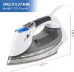 BEAUTURAL 1800-Watt Steam Iron with Digital LCD Screen, Double-Layer and Ceramic Coated Soleplate, 3-Way Auto-Off, 9 Preset Temperature and Steam Settings for Variable Fabric Gray - Image 8