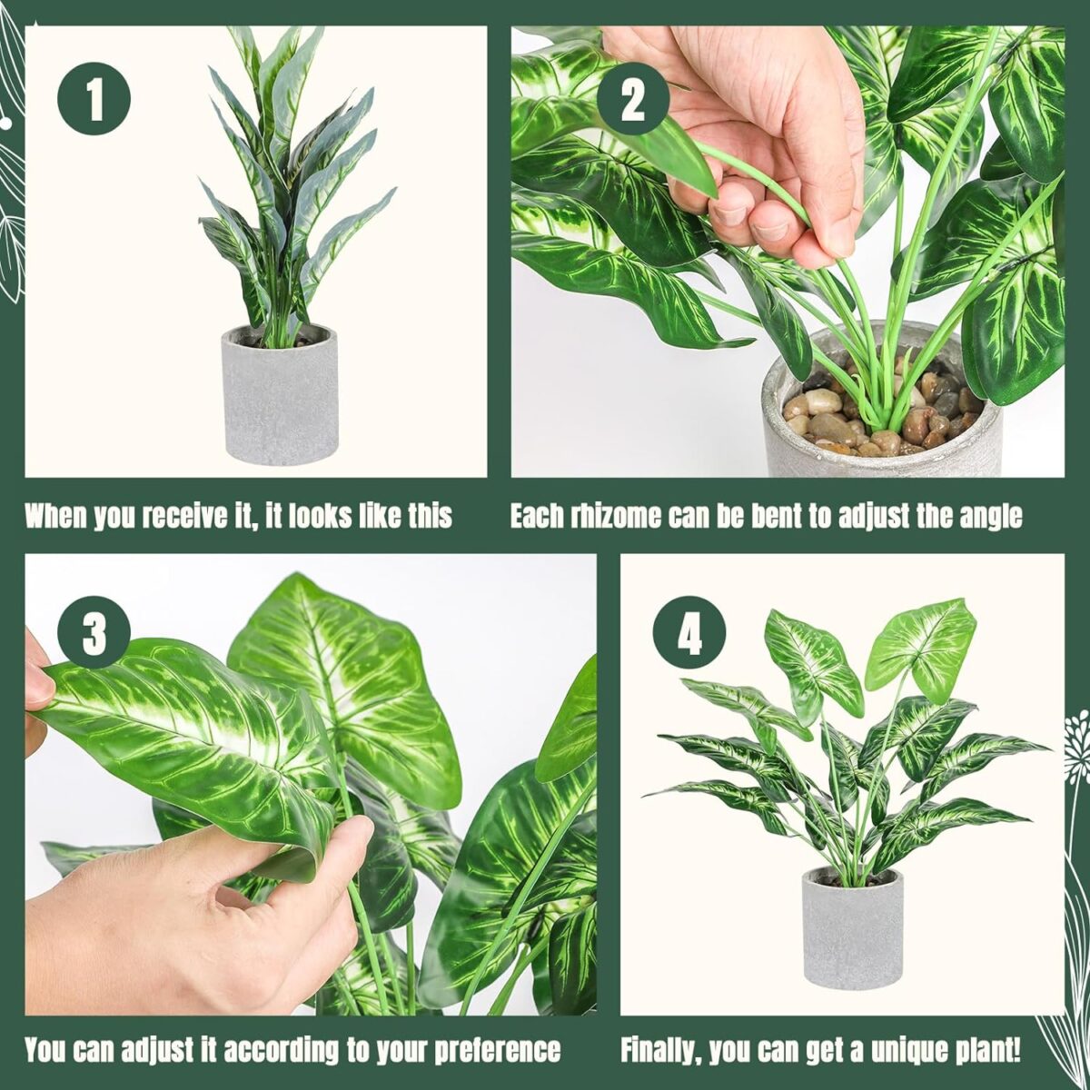 16" Small Fake Plants Artificial Tropical Faux Plants Indoor Desk Plant for Home Office Kitchen Shelf Sage Green Decor - Image 5