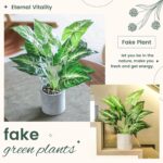 16" Small Fake Plants Artificial Tropical Faux Plants Indoor Desk Plant for Home Office Kitchen Shelf Sage Green Decor - Image 6