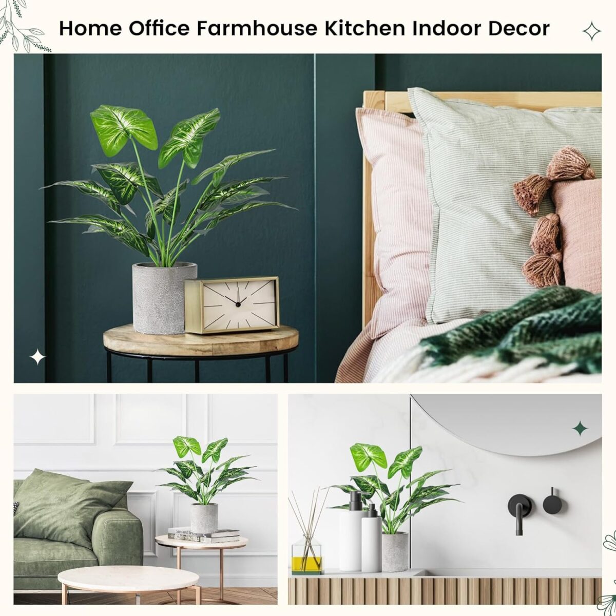 16" Small Fake Plants Artificial Tropical Faux Plants Indoor Desk Plant for Home Office Kitchen Shelf Sage Green Decor - Image 7