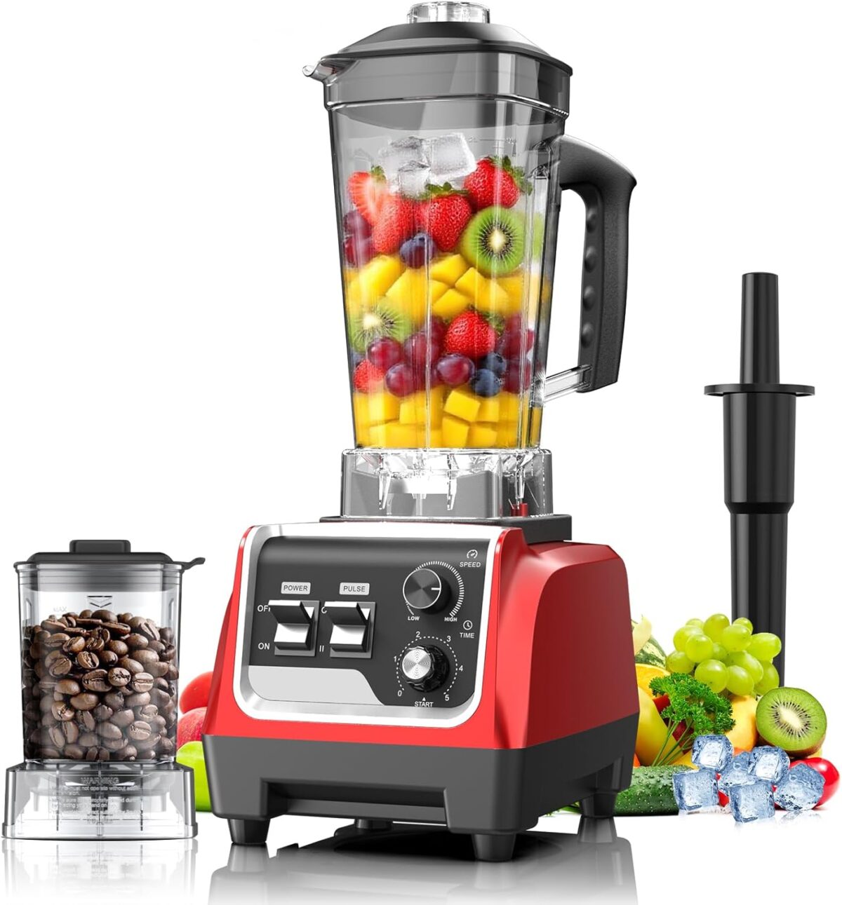 1800W Smoothie Blender and Grinder Combo 70OZ Large Capacity Countertop Blenders for Kitchen High Speed Blender for Smoothies Ice Crushing Frozen Drinks Puree (Dark Red) - Image 2