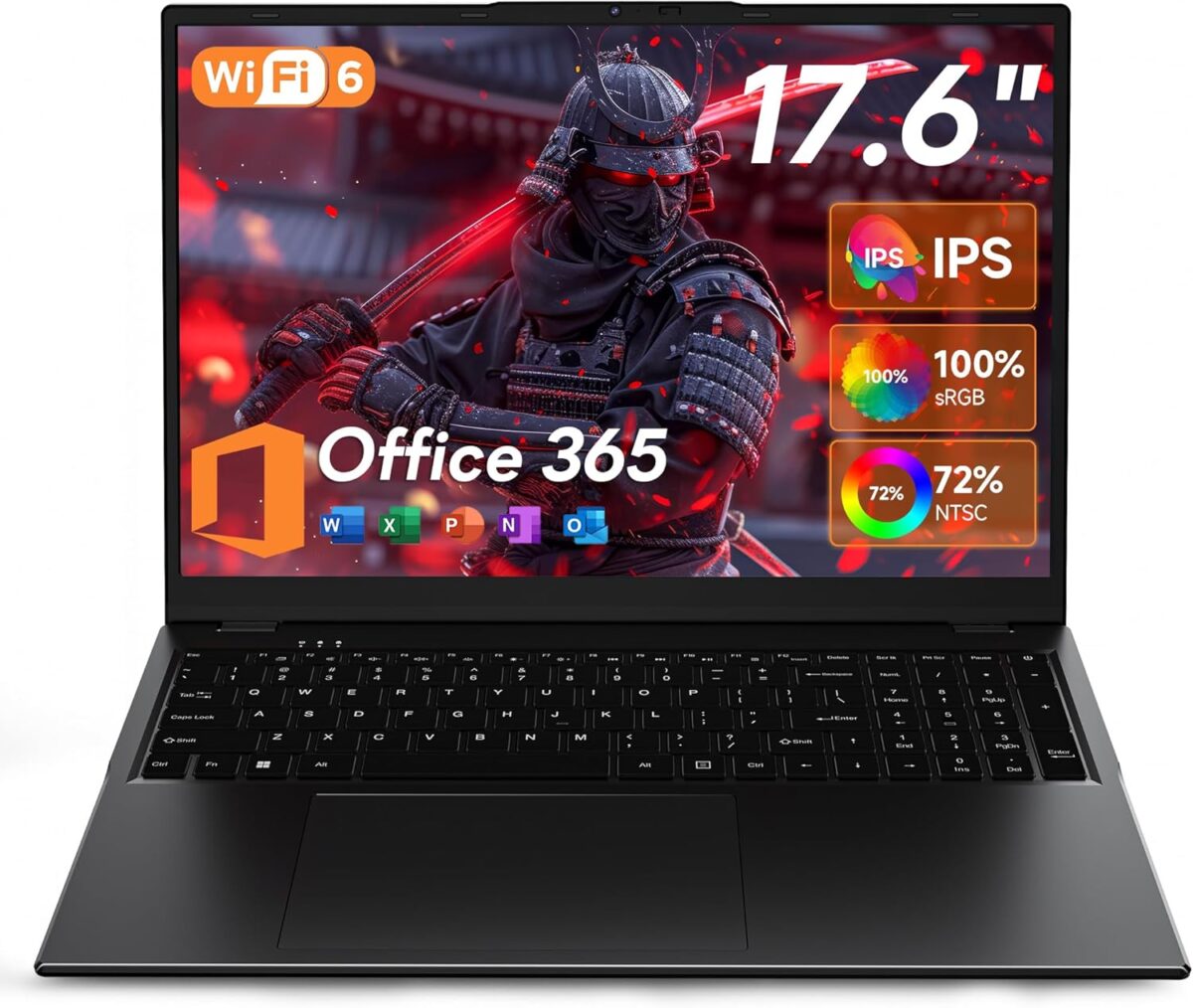 2025 17.6 Inch Laptop Computer with Office 365, 16GB RAM 640GB Storage, N5095 CPU, Windows 11, WiFi 6, Bluetooth 5.2, Backlit keyboard, Portable Thin Business Student Laptops for Work, School, Travel - Image 2
