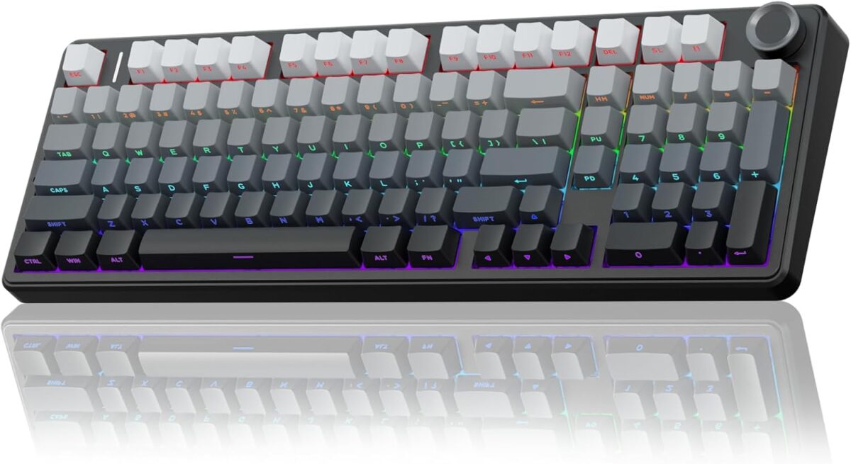 AULA F99 Pro Wireless Mechanical Keyboard with Knob,Gasket Structure,Tri-Mode BT5.0/USB-C/2.4GHz Hot Swappable Keyboard,Creamy Sound,RGB Backlit PBT Keycaps Computer Gaming Keyboards - Image 2