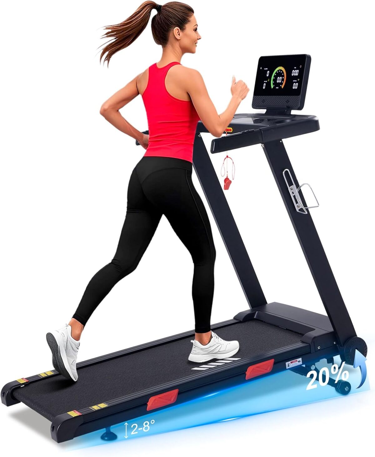 Auto Incline Treadmill, 20% Incline, 3.0HP, 10 MPH Running Machine, 18.5" Wide Belt, 350 lbs Capacity, Treadmill for Home with Bluetooth App - Image 2