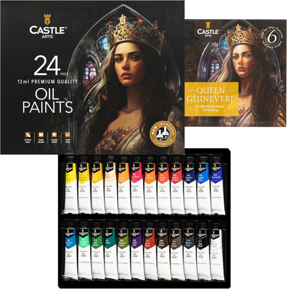 Castle Art Supplies 24 X 12ML Oil Paint Set | Great Value Set for Adult Artists, Beginners and Advanced | Vibrant Variety of Smooth-to-Use Colors | in Impressive Presentation Box with Tutorial (New) - Image 2