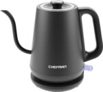 Chefman Gooseneck Electric Kettle, 0.8L Pour Over Tea Kettle for Coffee and Tea, One-Touch Operation, Boil-Dry Protection, Auto Shut-Off, Ultra-Fast Hot Water Boiler – Black - Image 2