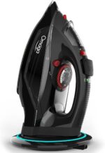 Cordless Iron for Clothes, 1500W Steam Iron Rapid Heating, Non-Stick Ceramic Soleplate, Auto Shut Off, Burst of Steam, Self-Clean, Anti Drip, 3 Temperature Settings, 11.84oz Water Tank, Black - Image 2