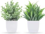 Der Rose 2 Pack Small Fake Plants Mini Artificial Potted Plants for Table Desk Home Bathroom Office Decor - Image 2
