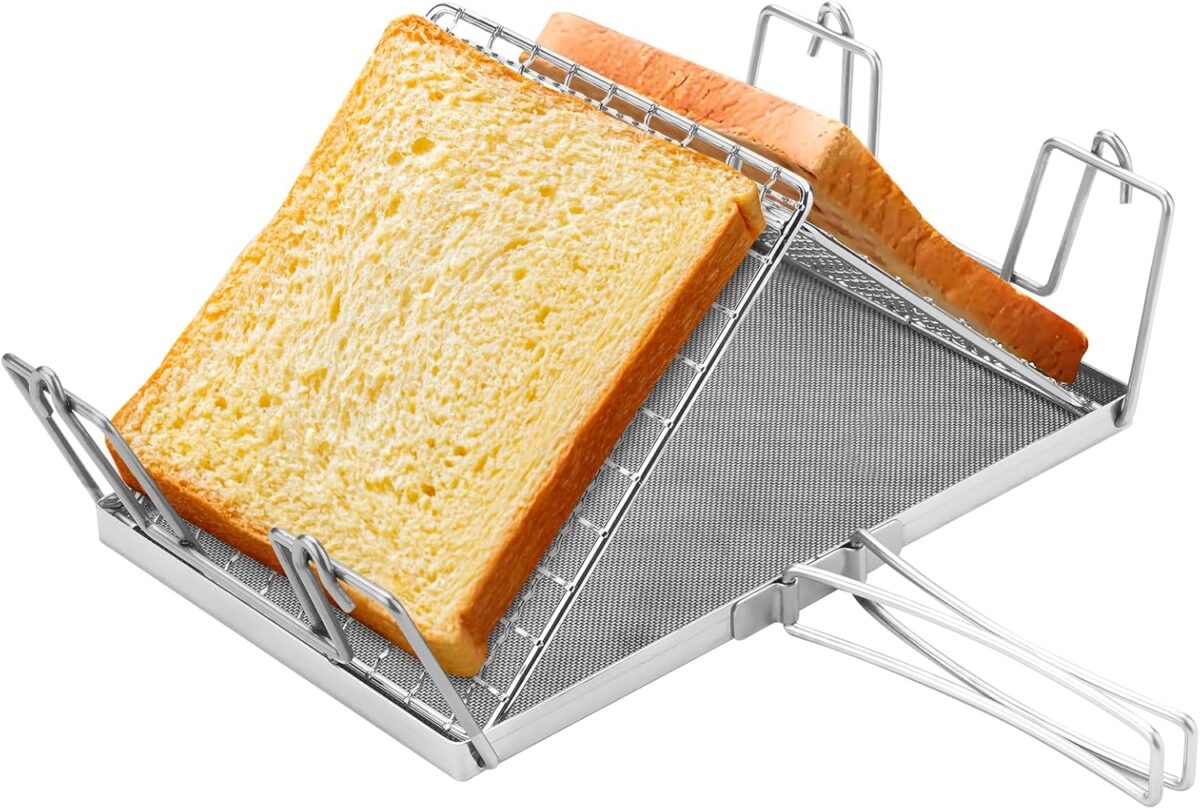 Foldable Camping Toaster,Stainless Steel Collapsible Toaster Rustproof & Heat-Resistant Design for Hiking, Picnic and Outdoor Use - Image 2